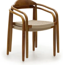 Tuinstoelen|Eetkamerstoelen Met Armleuning-Kave Home Nina Tuinstoel Bruin, Beige