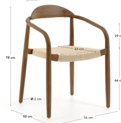 Tuinstoelen|Eetkamerstoelen Met Armleuning-Kave Home Nina Tuinstoel Bruin, Beige