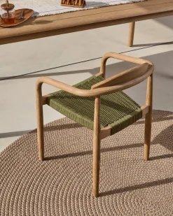 Tuinstoelen-Kave Home Nina Tuinstoel Groen, Naturel