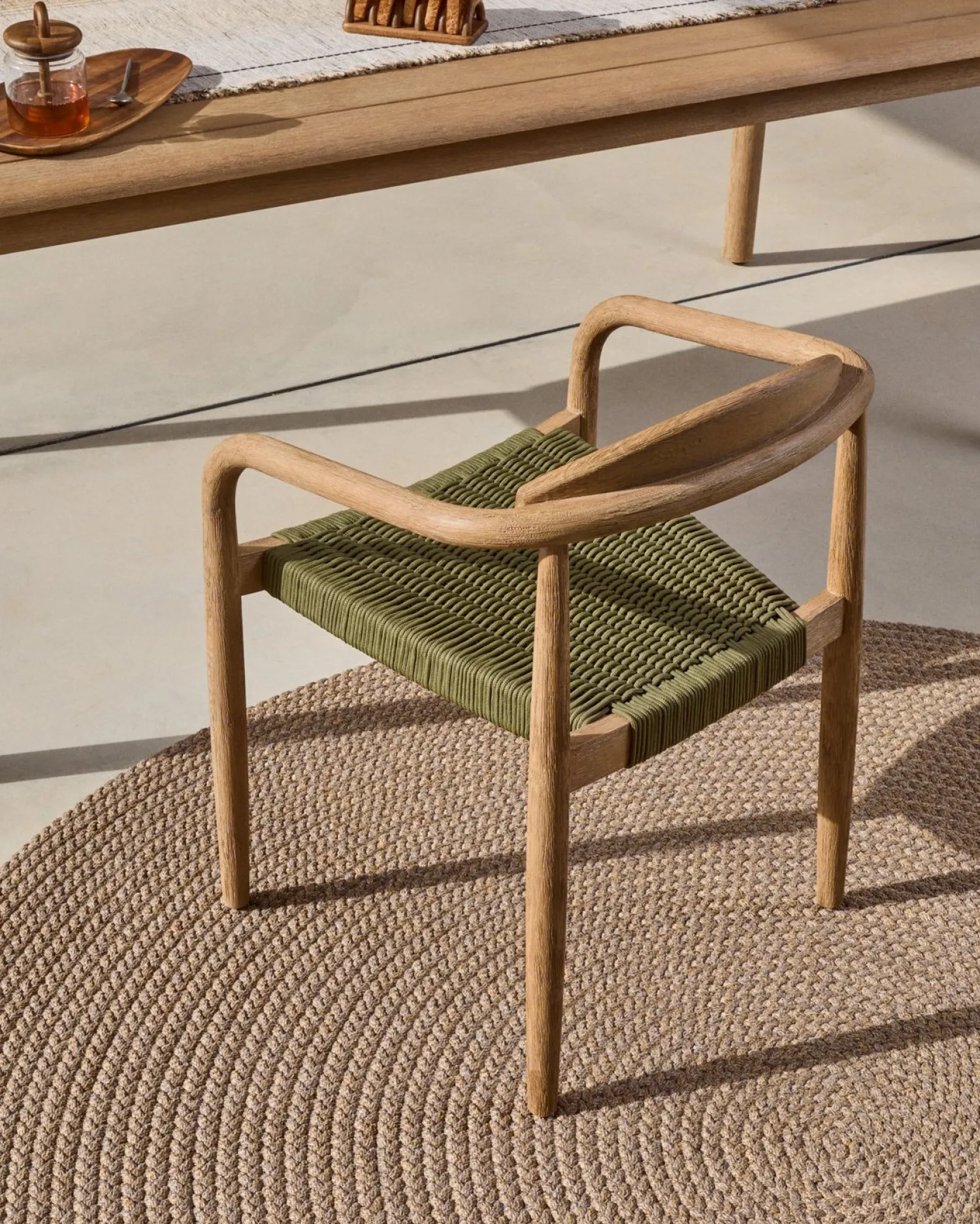 Tuinstoelen-Kave Home Nina Tuinstoel Groen, Naturel
