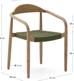 Tuinstoelen-Kave Home Nina Tuinstoel Groen, Naturel