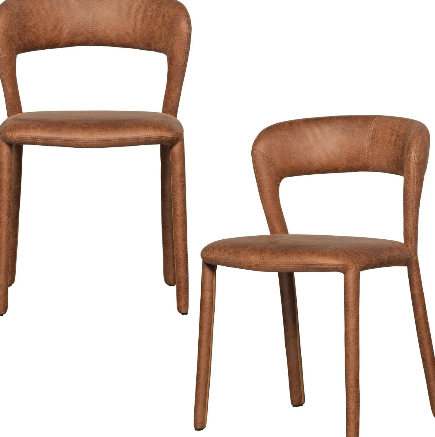 Eetkamerstoelen Zonder Armleuning-WOOOD Noble Eetkamerstoel Cognac