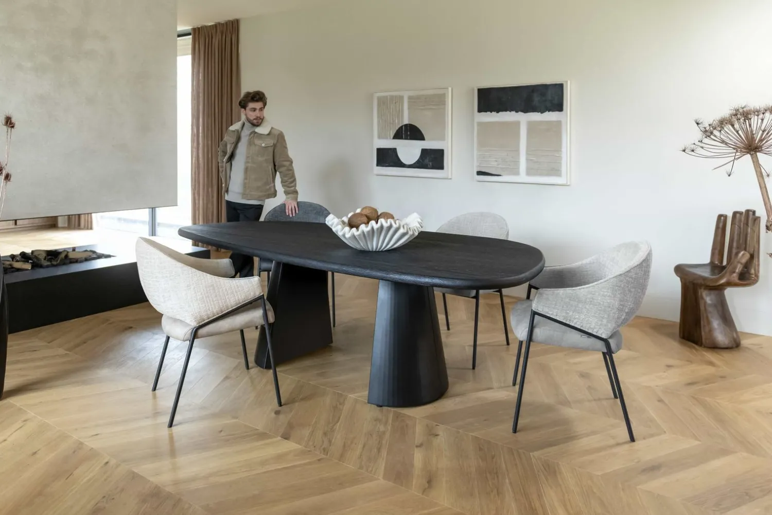 Eetkamerstoelen Met Armleuning-XOOON Nolan Eetkamerstoel Ice Grey