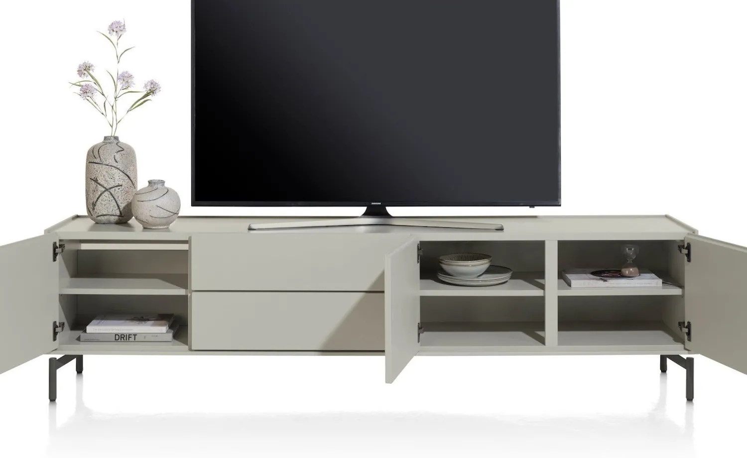 Tv-Meubels-XOOON Noon Lowboard Silk Grey, Grafiet
