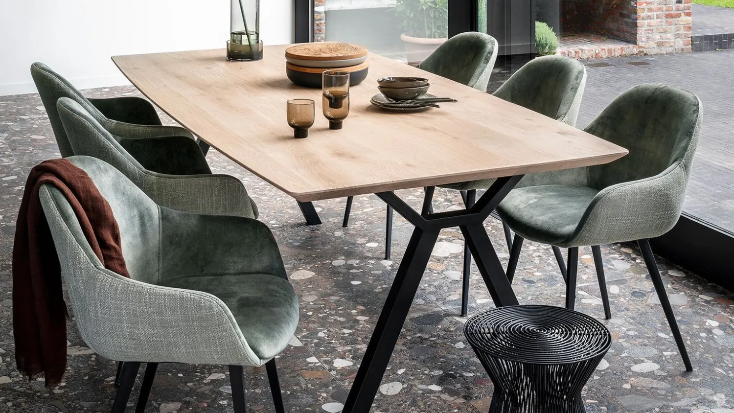 Kuipstoelen|Eetkamerstoelen Met Armleuning-Montèl Nora Eetkamerstoel Hunter, Eucalyptus