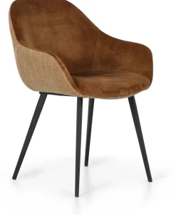 Kuipstoelen|Eetkamerstoelen Met Armleuning-Montèl Nora Eetkamerstoel Cognac, Ocre