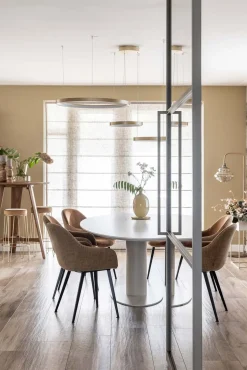Kuipstoelen|Eetkamerstoelen Met Armleuning-Montèl Nora Eetkamerstoel Cognac, Ocre