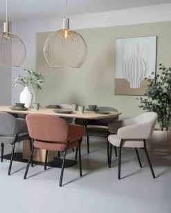 Eetkamerstoelen Met Armleuning-Movani Nour Armstoel Zand Beige