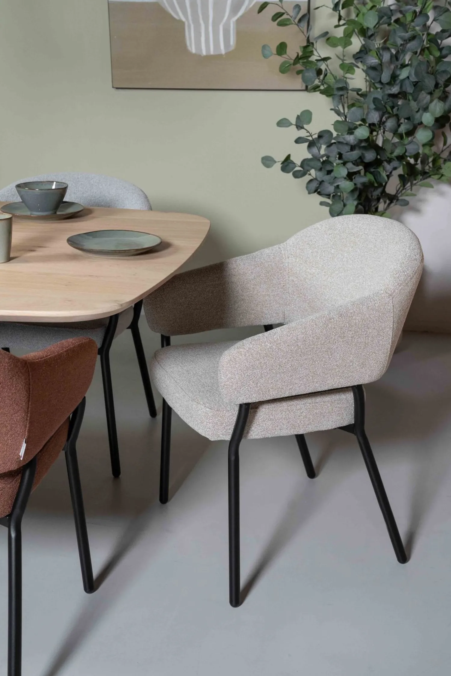 Eetkamerstoelen Met Armleuning-Movani Nour Armstoel Zand Beige