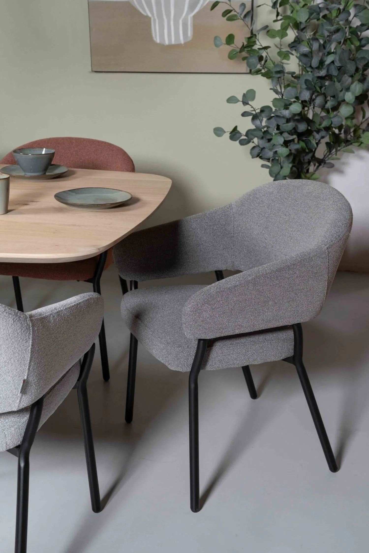 Eetkamerstoelen Met Armleuning-Movani Nour Armstoel Leem Bruin