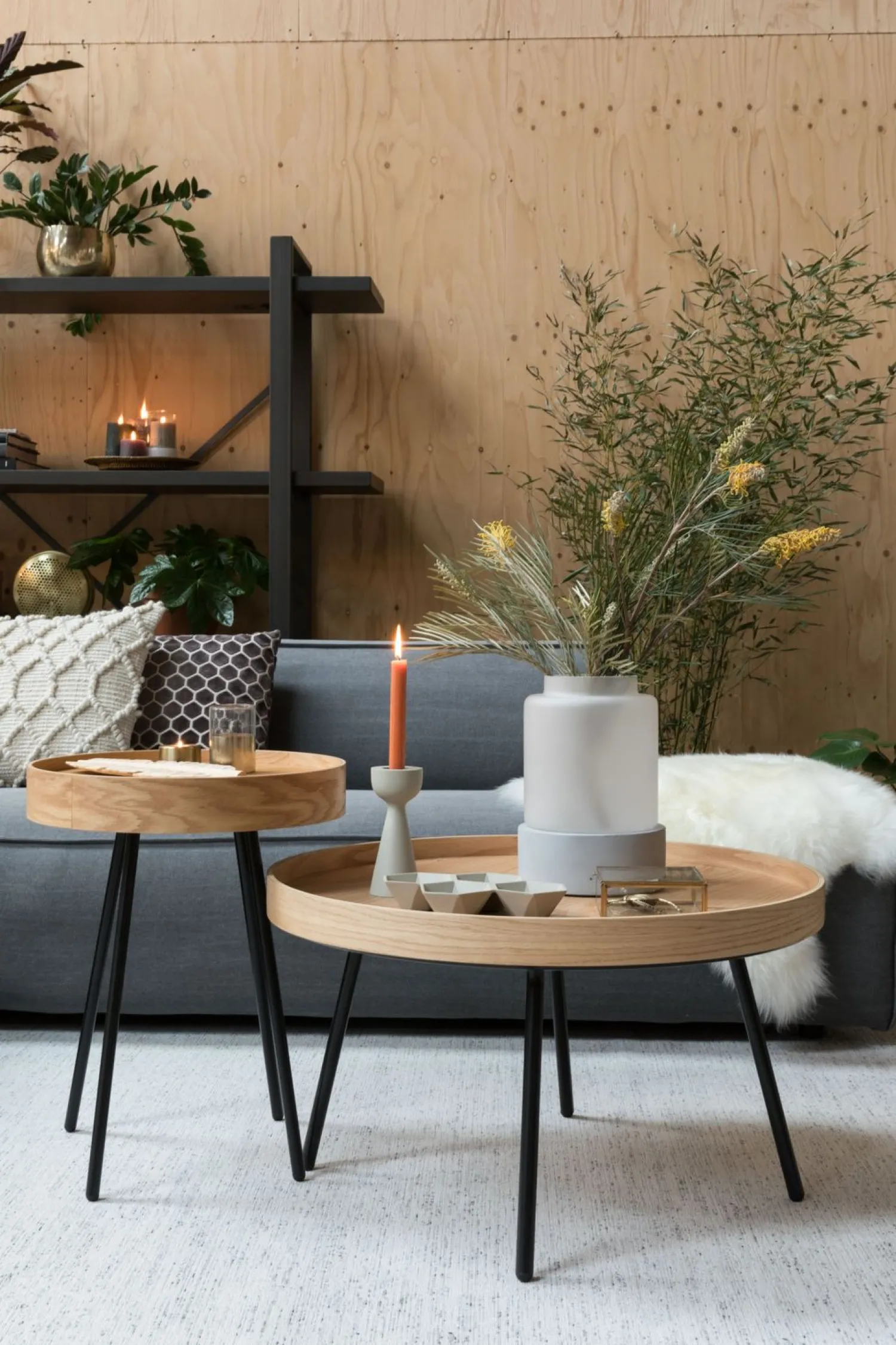 Ronde Bijzettafels-Zuiver Oak Tray Salontafel