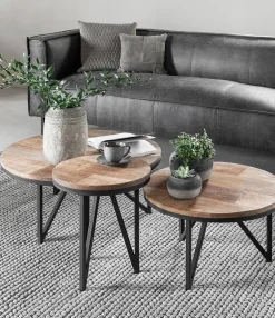 Houten Salontafels|Ronde Salontafels-DTP Home Odeon Rond Salontafel Bruin