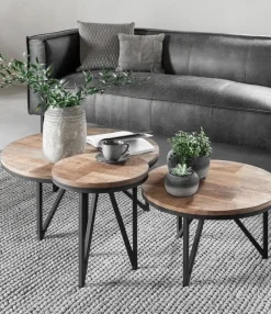 Houten Salontafels|Ronde Salontafels-DTP Home Odeon Rond Salontafel Bruin