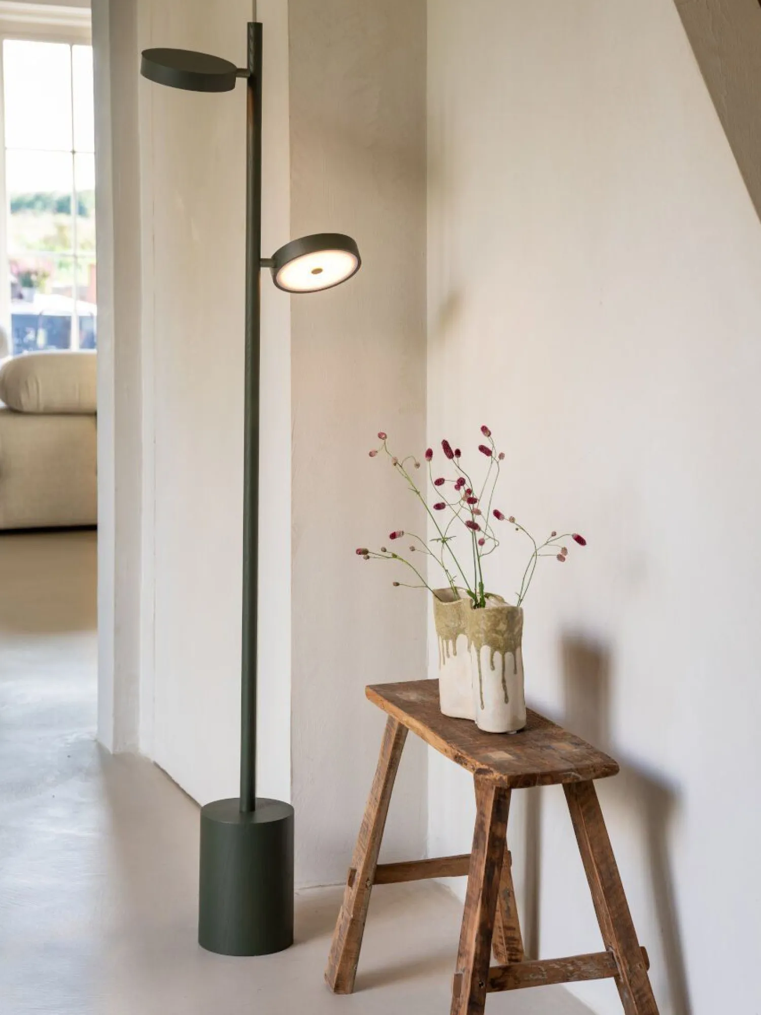 Houten Vloerlampen|Vloerlampen-Good&Mojo Okinawa 2-lichts Vloerlamp Green