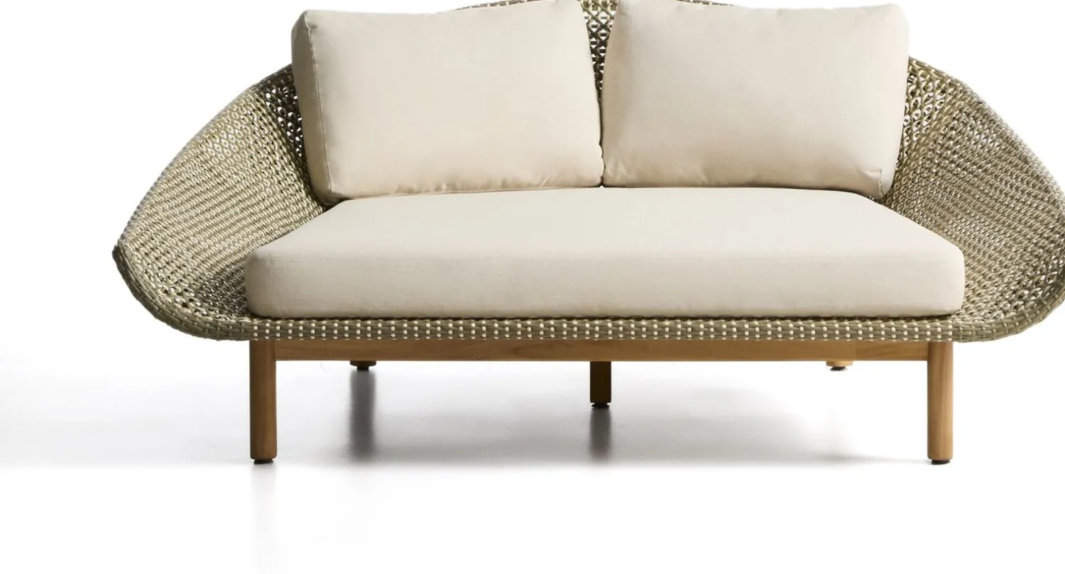 Tuinstoelen-Kave Home Olbia Ligstoel Groen, Beige