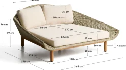 Tuinstoelen-Kave Home Olbia Ligstoel Groen, Beige