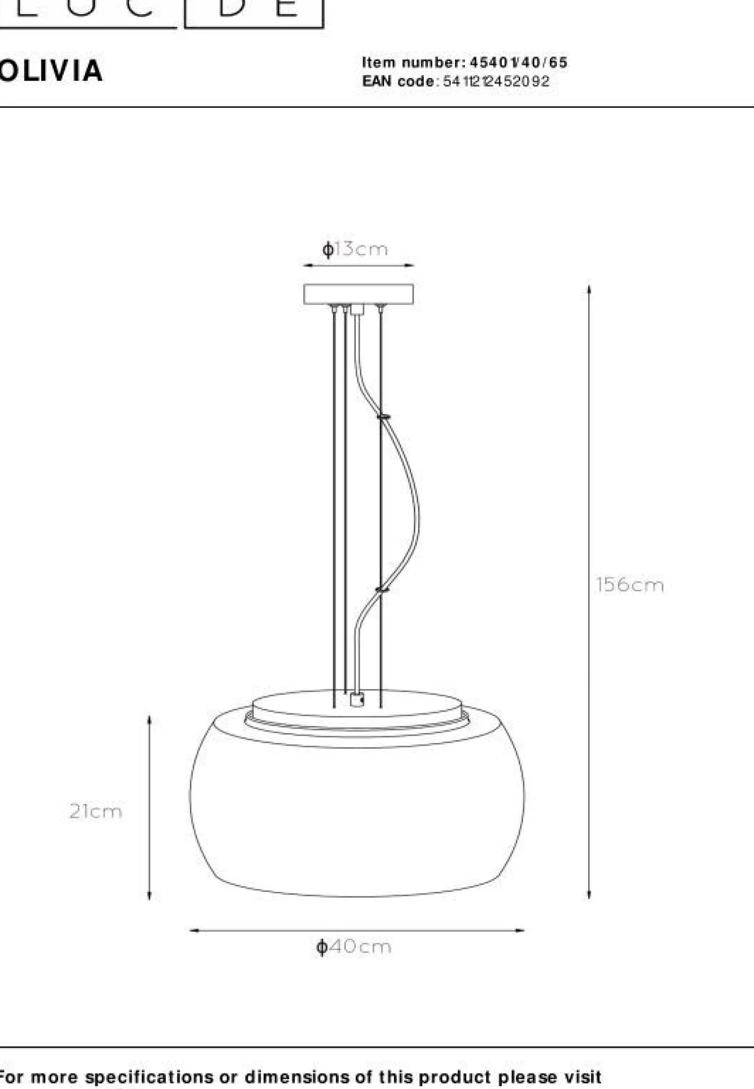 Moderne Hanglampen|Moderne Hanglampen-Lucide Olivia Hanglamp Zwart
