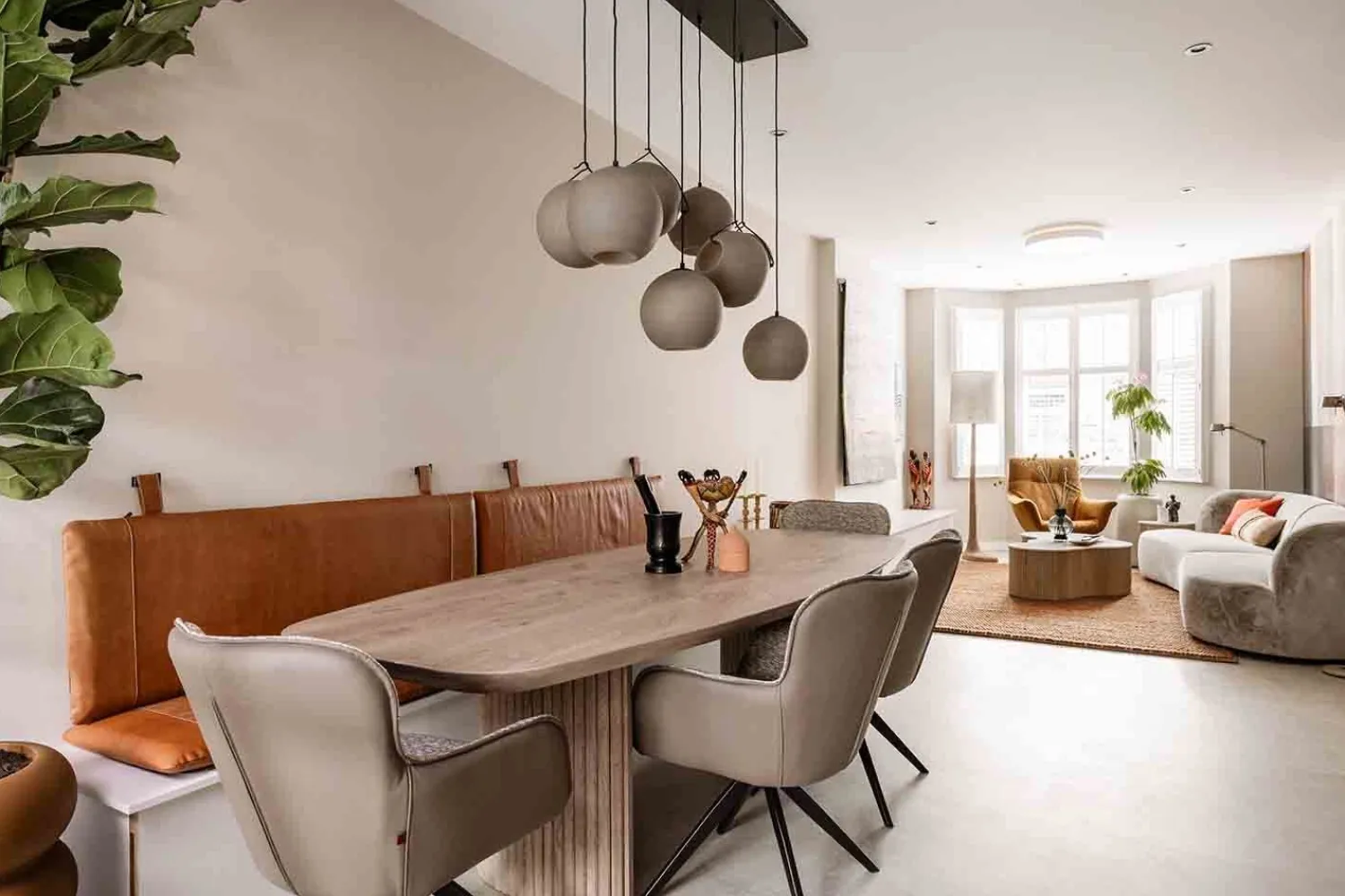 Glazen Hanglampen|Glazen Hanglampen-Eijerkamp Collectie Orb Saturn Hanglamp Zwart, Taupe