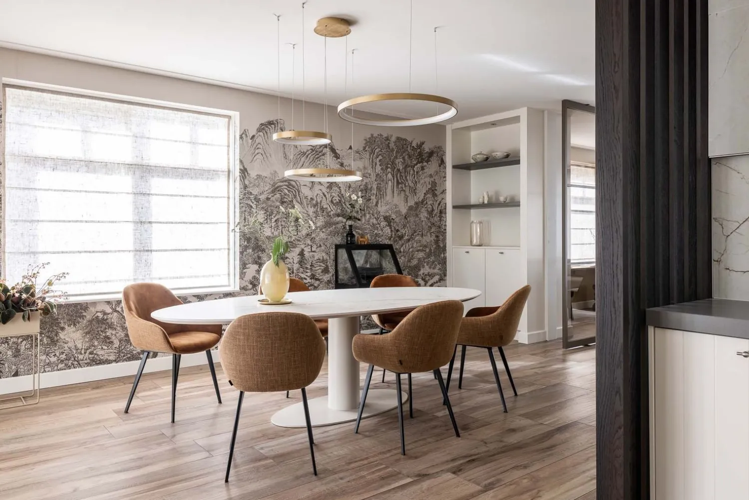 Houten Eettafels|Ovale Eettafels-Metaform Orfis Eettafel Bruin