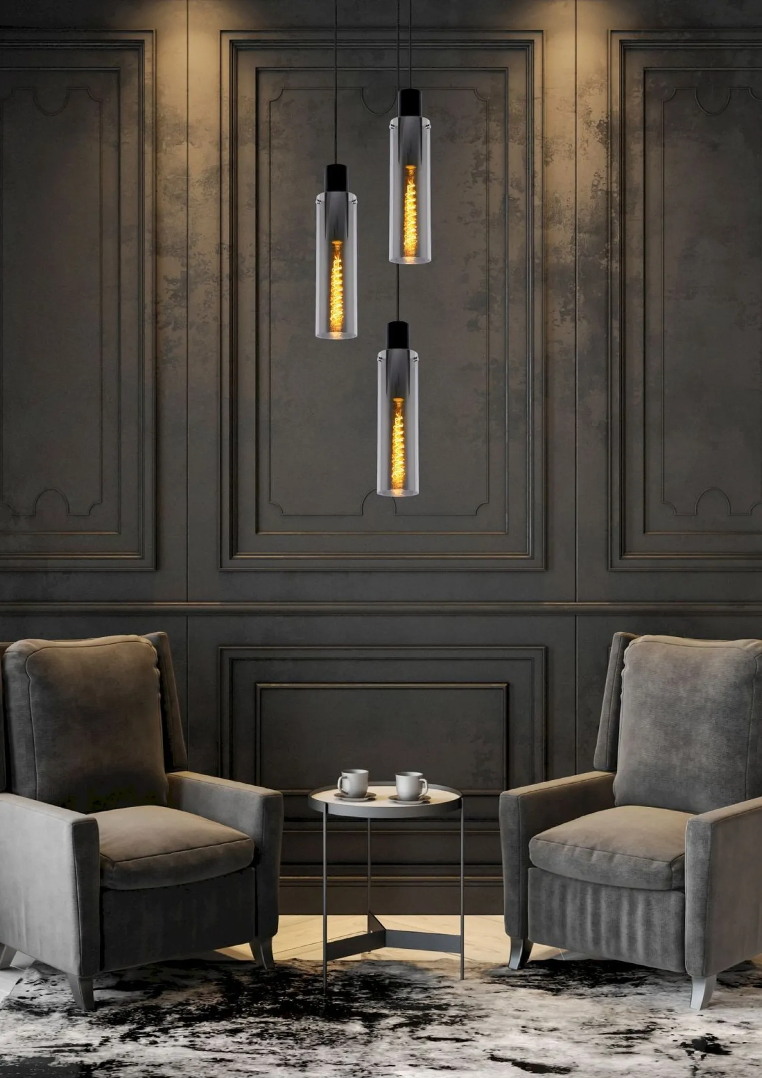 Glazen Hanglampen|Glazen Hanglampen-Lucide Orlando Hanglamp Zwart