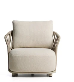 Tuinstoelen-Kave Home Osani Outdoor Fauteuil Ecru, Taupe