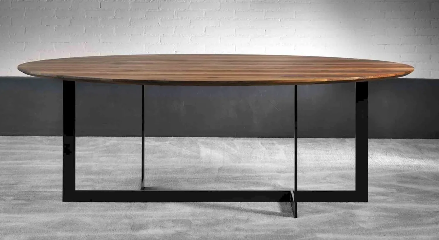 Houten Eettafels|Ovale Eettafels-Interstar Ovaal Eettafel Bruin