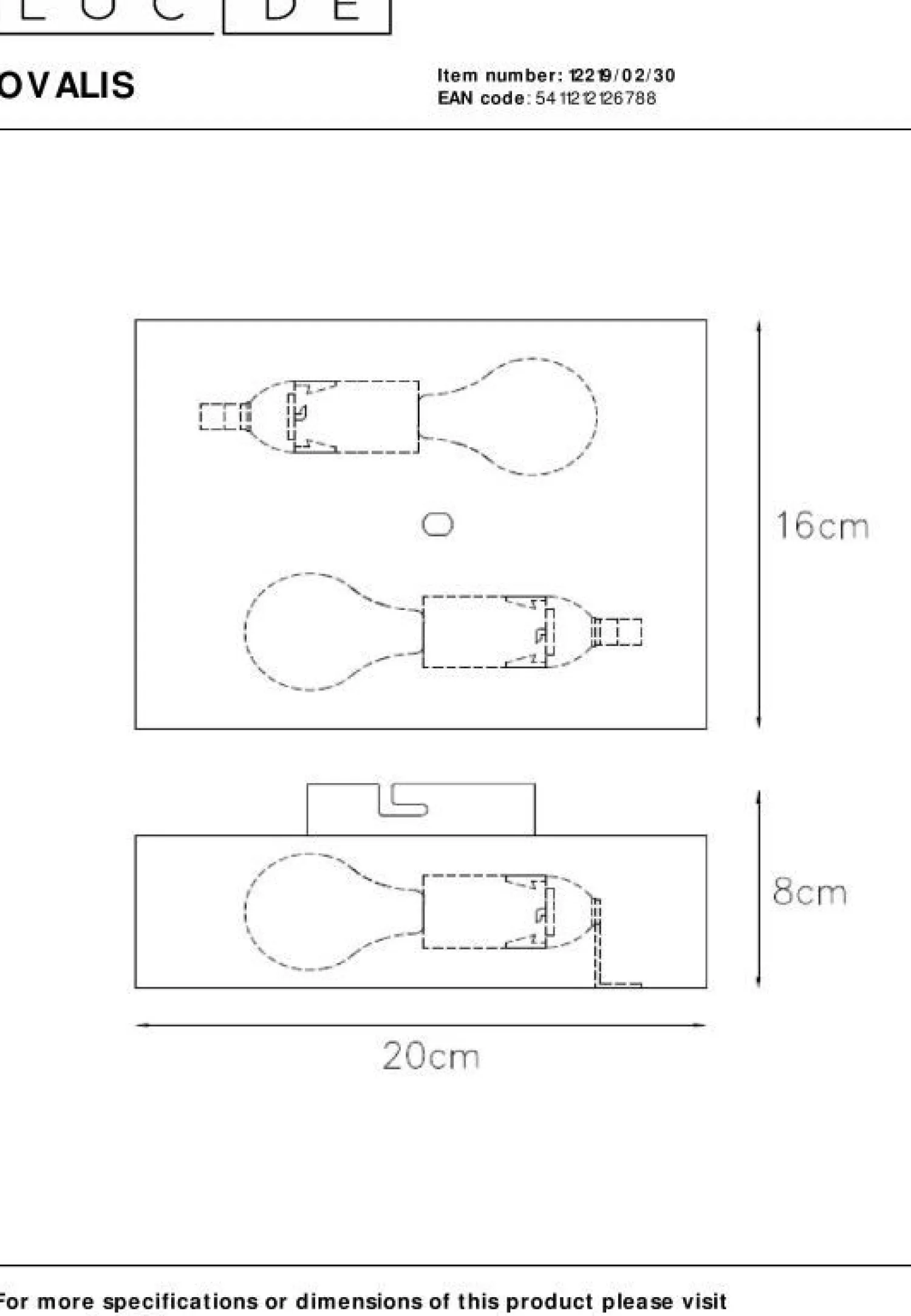 Wandlampen|Wandlampen-Lucide Ovalis Wandlamp Zwart