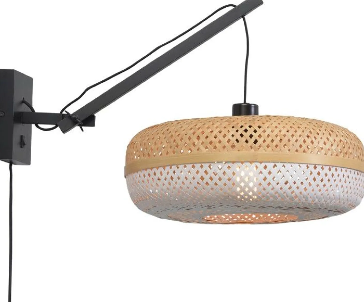 Wandlampen|Wandlampen-Good&Mojo Palawan S Black Wandlamp Natural/White