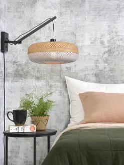 Wandlampen|Wandlampen-Good&Mojo Palawan S Black Wandlamp Natural/White