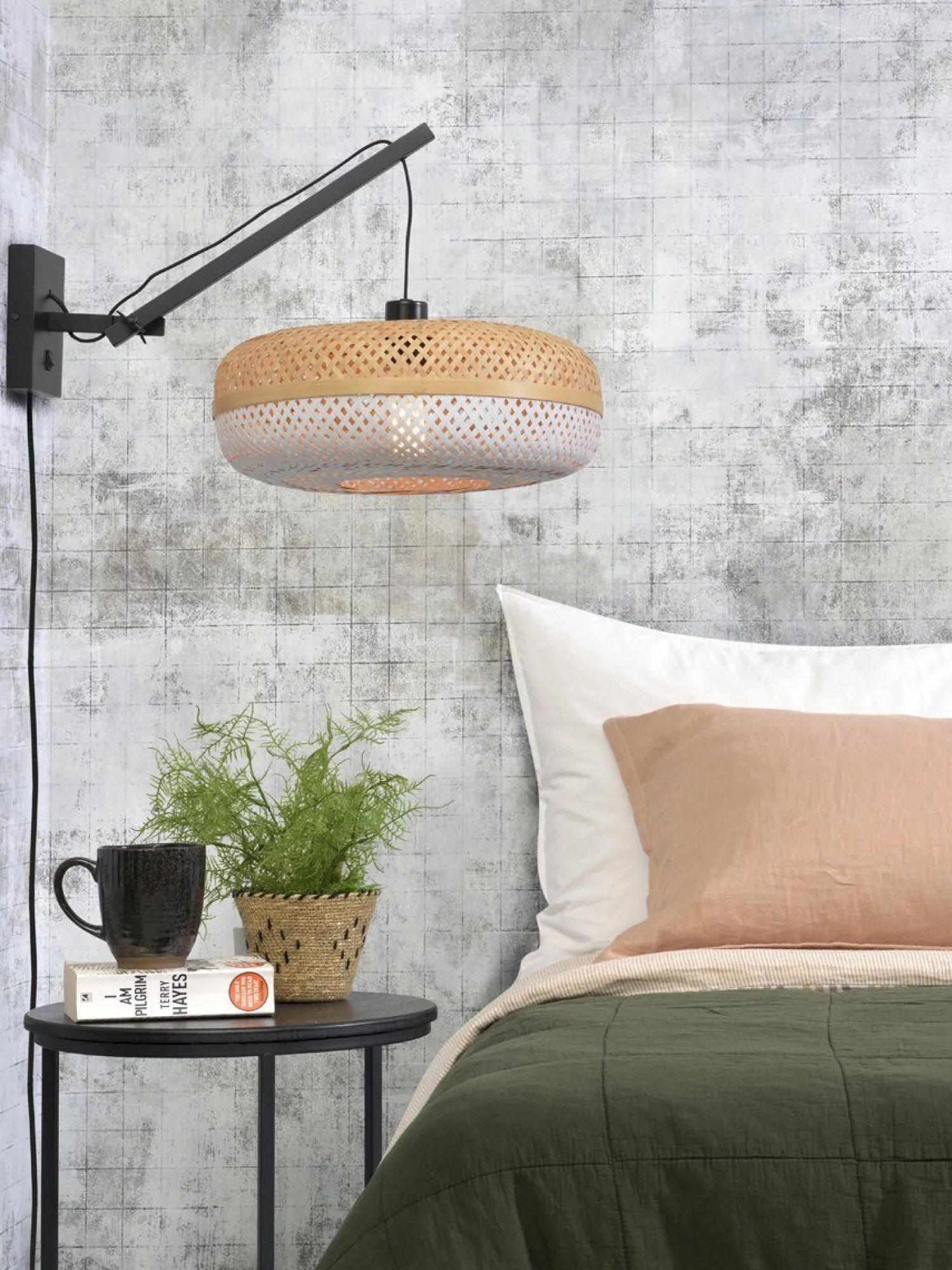 Wandlampen|Wandlampen-Good&Mojo Palawan S Black Wandlamp Natural/White