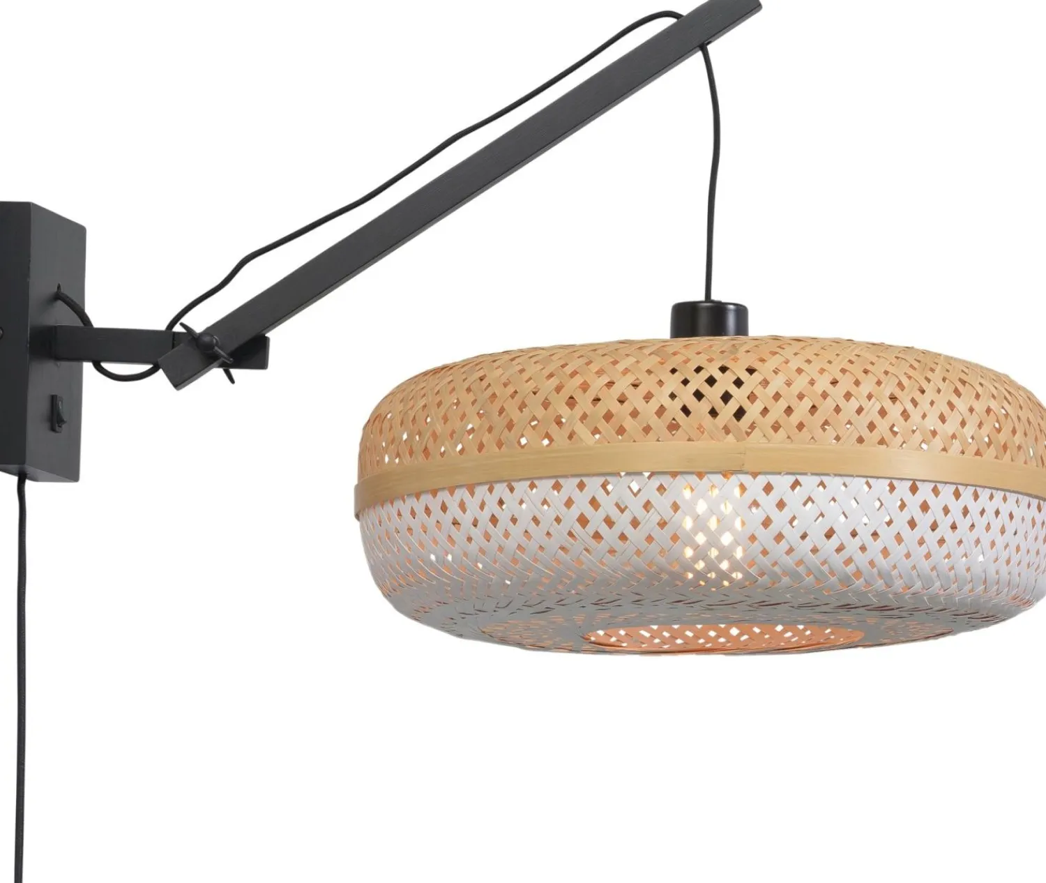 Wandlampen|Wandlampen-Good&Mojo Palawan S Black Wandlamp Natural/White