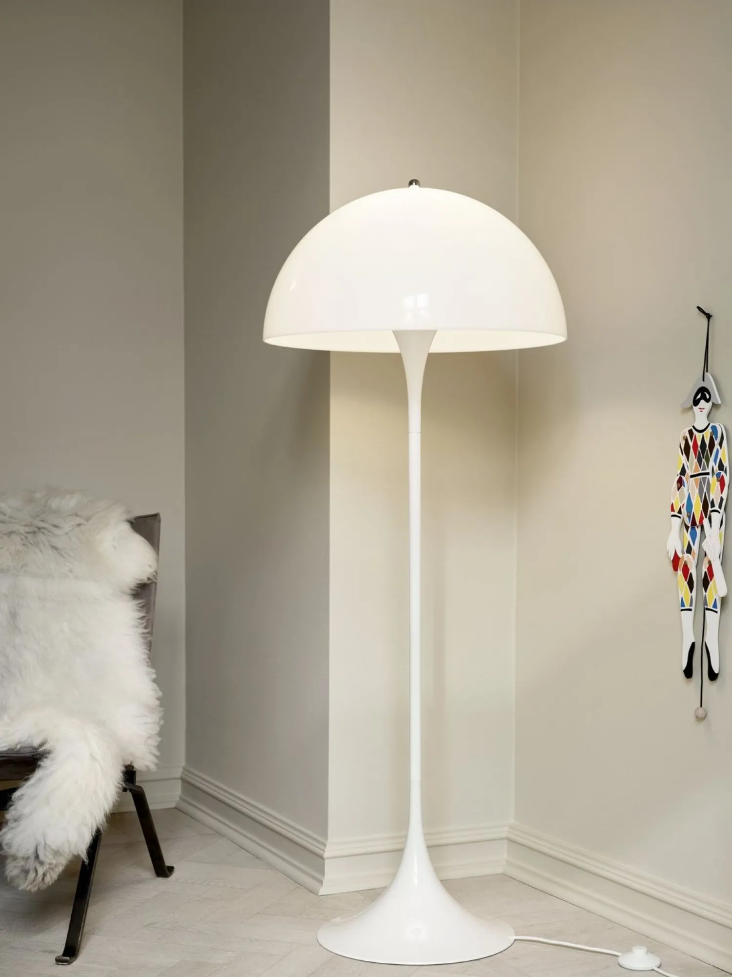 Design Vloerlampen|Vloerlampen-Louis Poulsen Panthella Vloerlamp White Opal