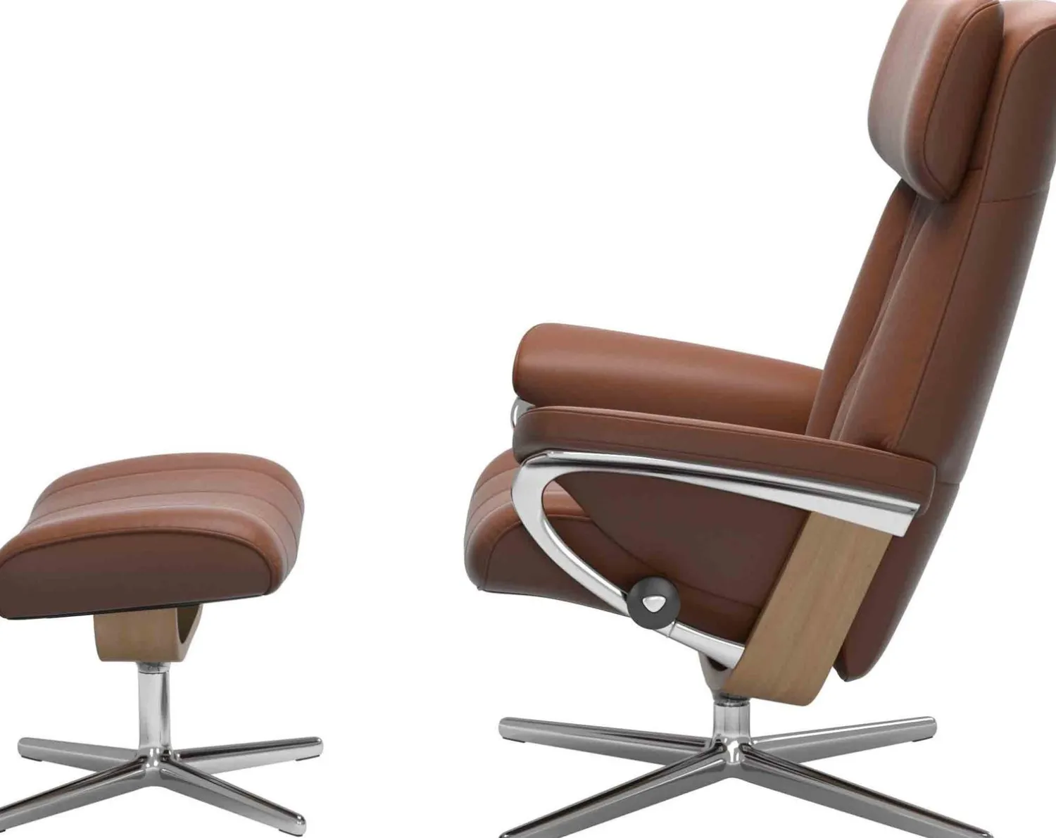 Leren Fauteuils|Draaifauteuils-Stressless Paul Relaxfauteuil + Hocker Chocolate