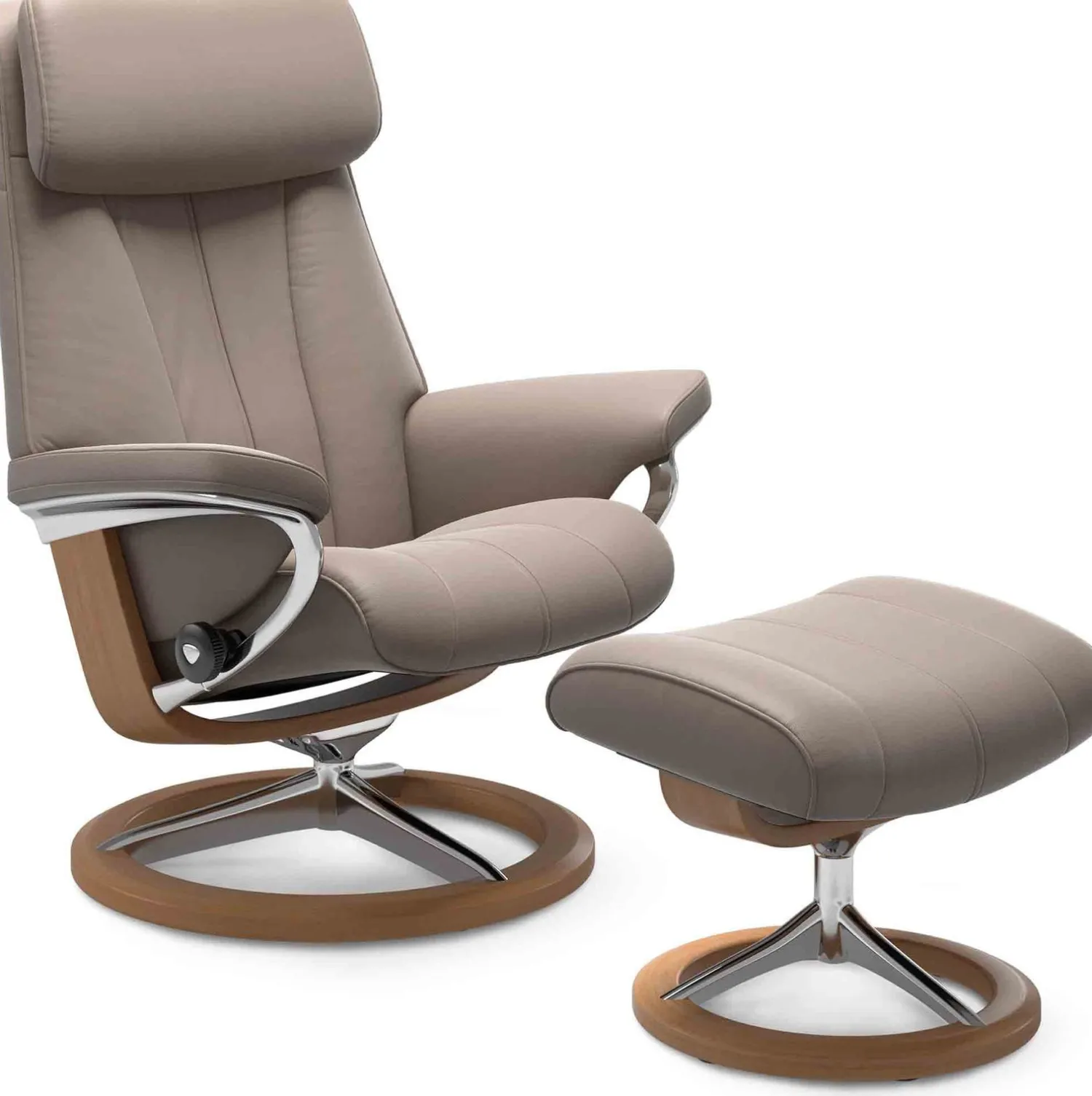 Leren Fauteuils|Draaifauteuils-Stressless Paul Relaxfauteuil + Hocker Chocolate