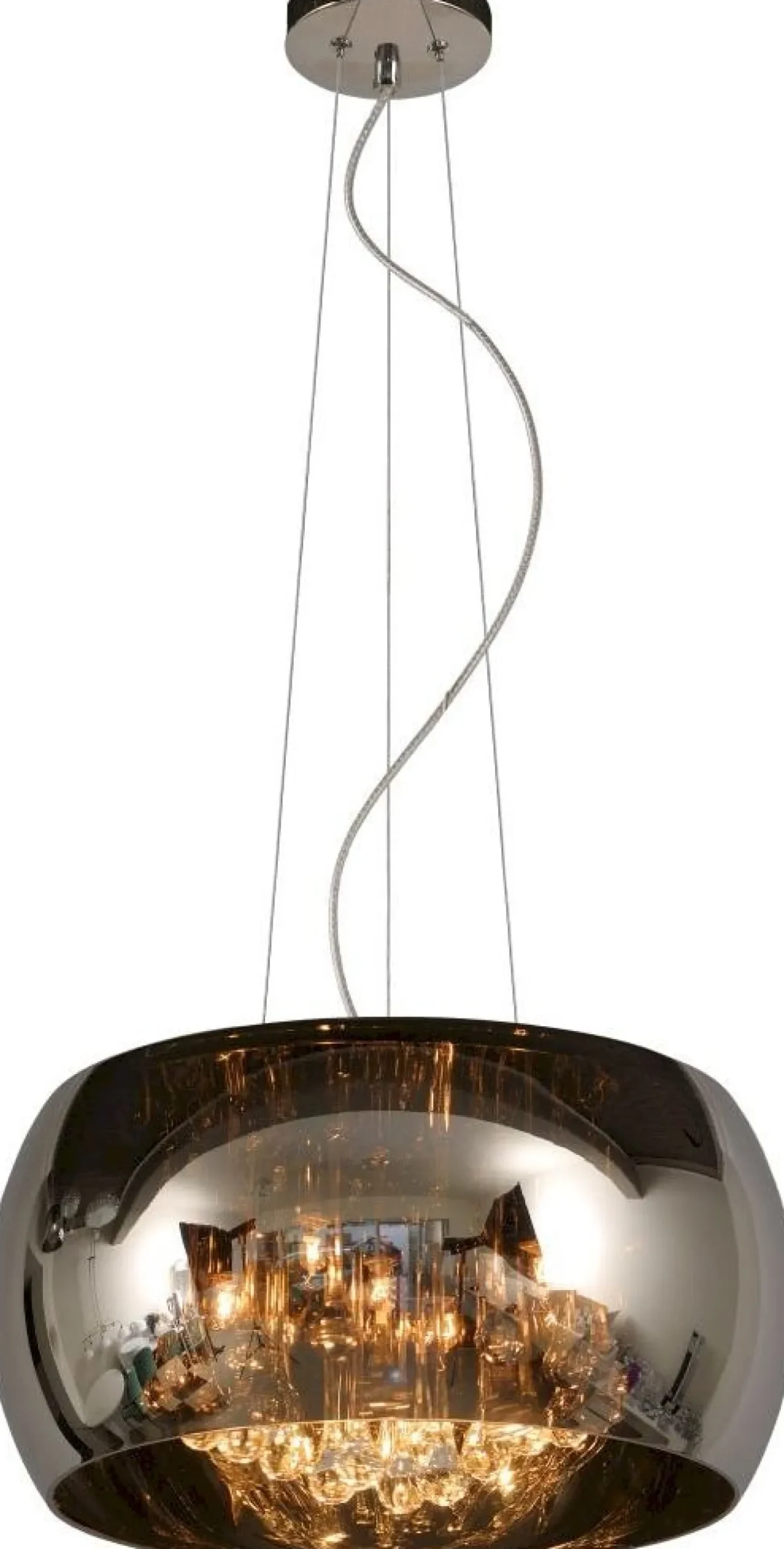 Glazen Hanglampen|Glazen Hanglampen-Lucide Pearl Hanglamp Chroom