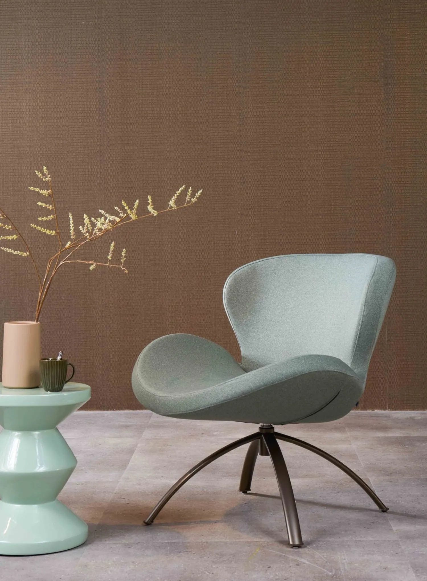 Draaifauteuils-Bree's New World Peggy Fauteuil Bruin, Rood