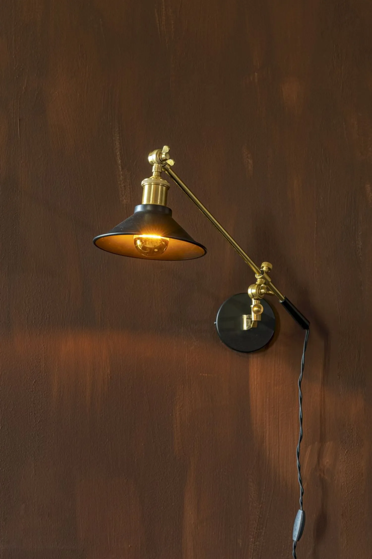 Industriële Wandlampen|Wandlampen-Dutchbone Penelope Wandlamp Black
