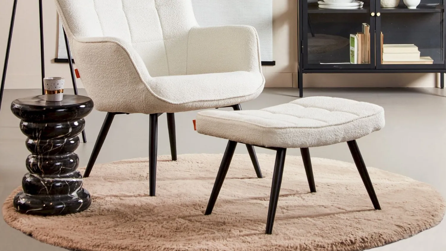 Vloerkleden|Ronde Vloerkleden-Trendhopper Perry Rond Vloerkleed Taupe