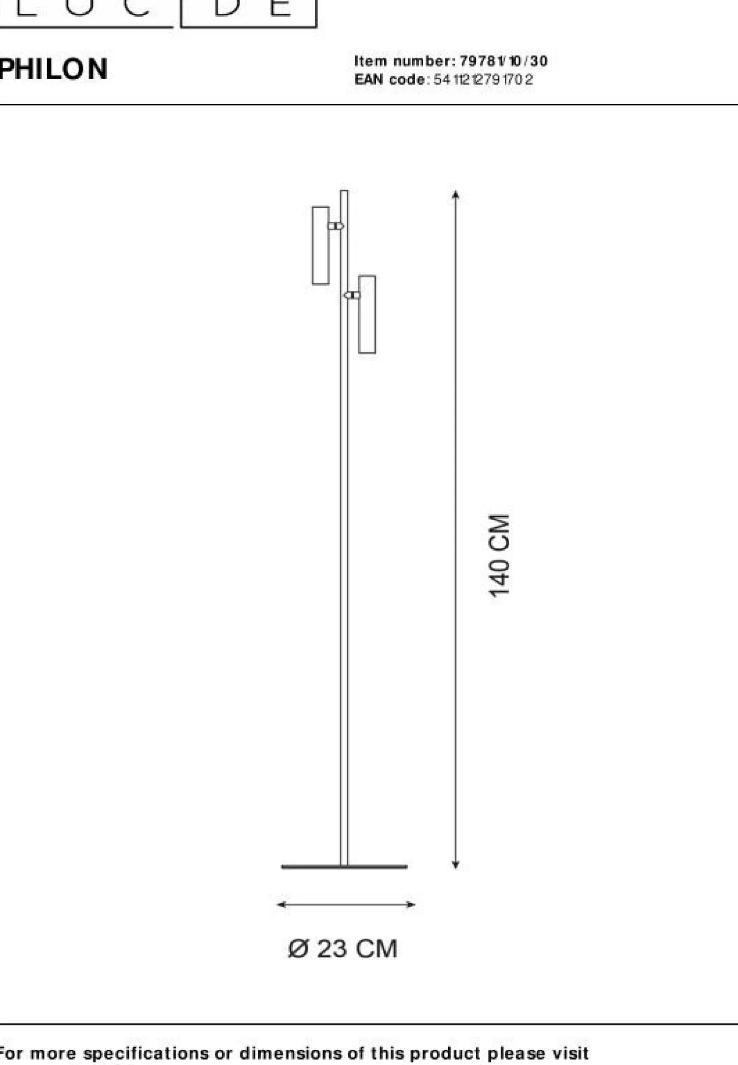 Moderne Vloerlampen|Vloerlampen-Lucide Philon Vloerlamp Zwart