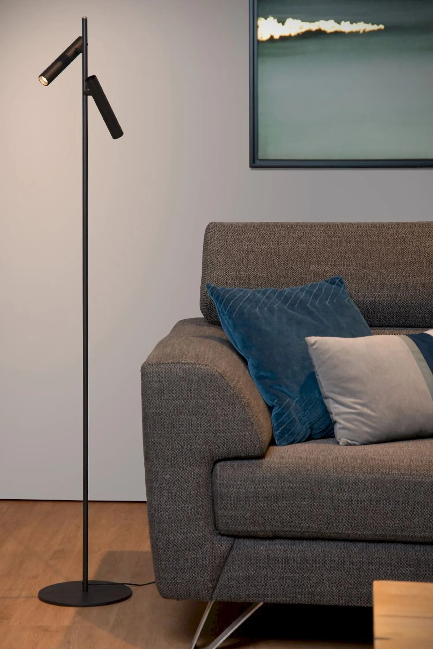Moderne Vloerlampen|Vloerlampen-Lucide Philon Vloerlamp Zwart