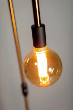 Industriële Vloerlampen|Vloerlampen-Eijerkamp Collectie Pike Vloerlamp Zwart, Messing