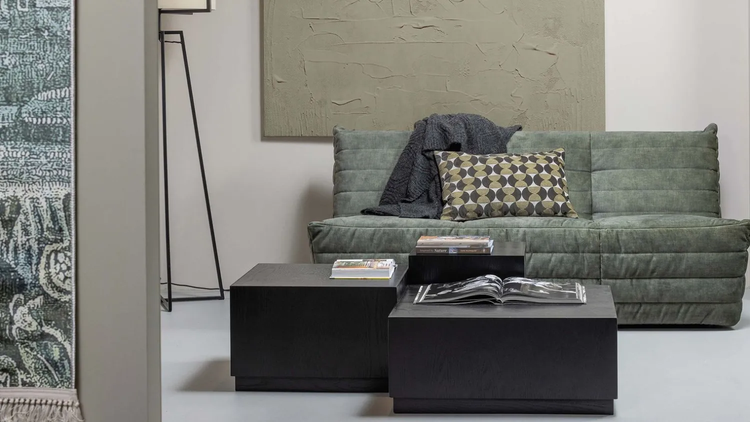 Houten Bijzettafels-WOOOD Pim Set van 3 Bijzettafels Black