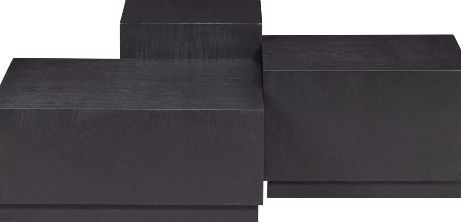 Houten Bijzettafels-WOOOD Pim Set van 3 Bijzettafels Black