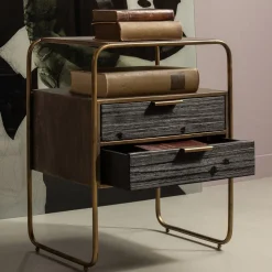 Nachtkastjes-WOOOD Polite Nachtkastje Antique Brass