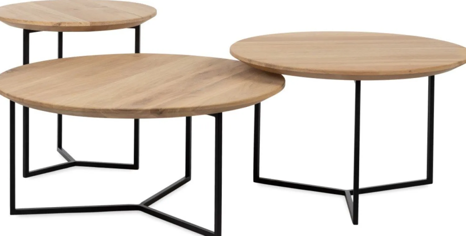 Houten Salontafels|Ronde Salontafels-Eijerkamp Collectie Rami Salontafel Naturel, Zwart