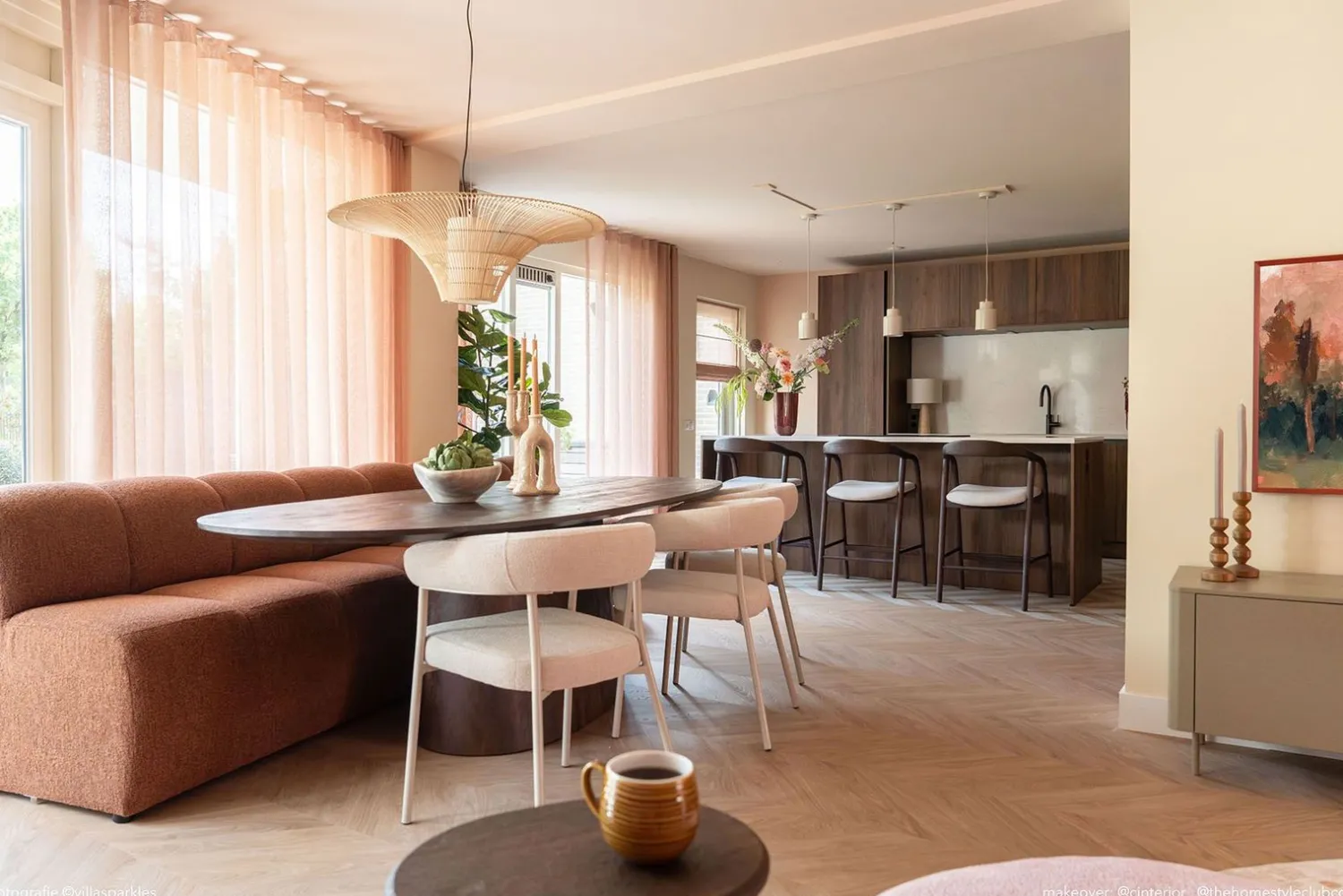 Stoffen Barkrukken-Eleonora Rayven Laag Barstoel Bruin