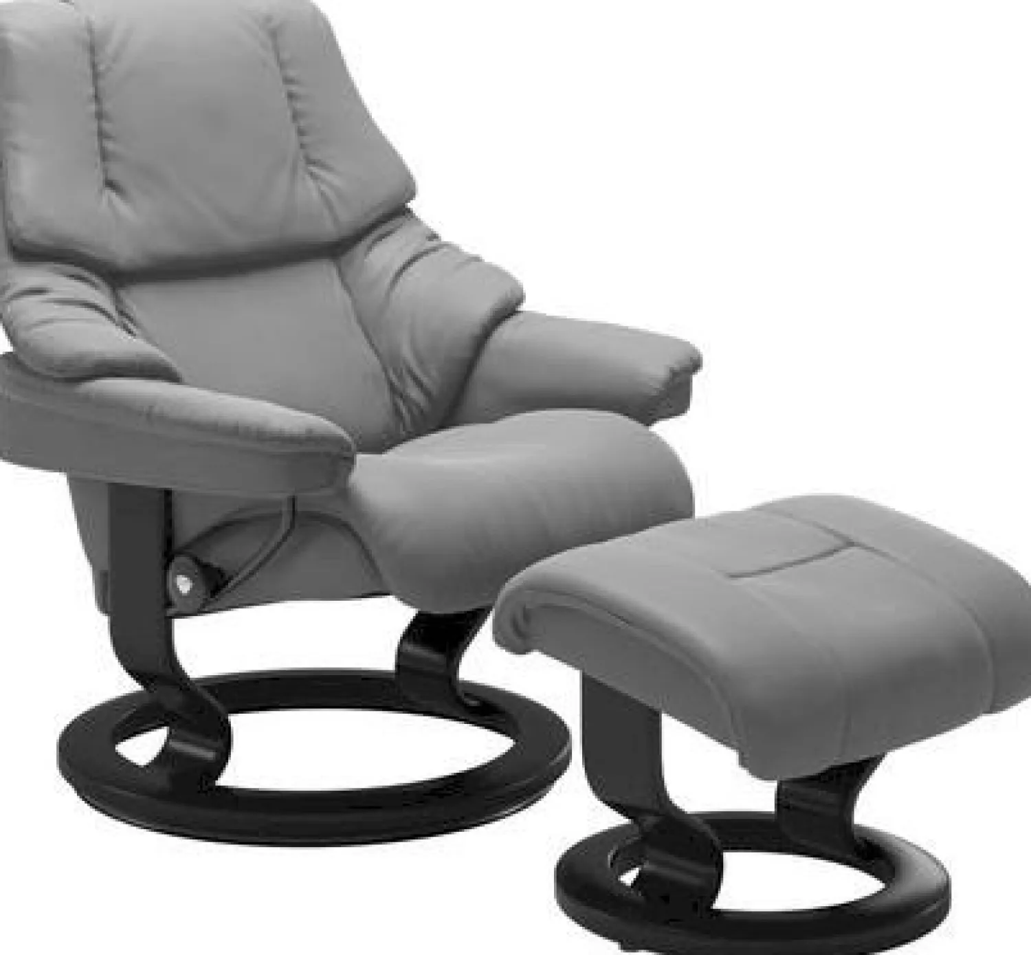 Leren Fauteuils|Draaifauteuils-Stressless Reno Relaxfauteuil Light Grey