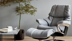 Leren Fauteuils|Draaifauteuils-Stressless Reno Relaxfauteuil Light Grey