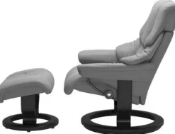 Leren Fauteuils|Draaifauteuils-Stressless Reno Relaxfauteuil Light Grey