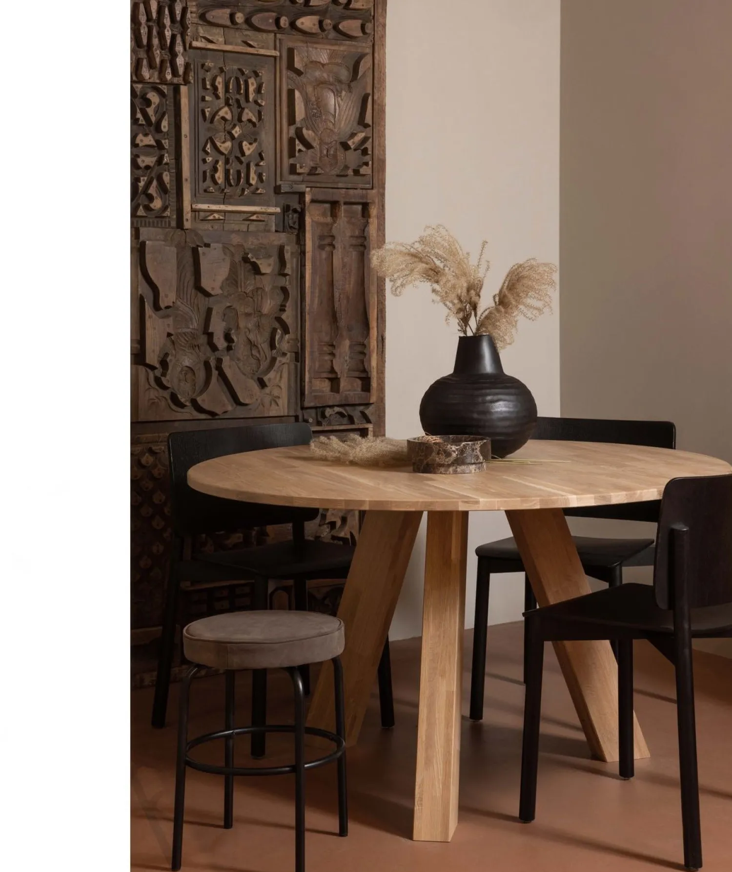 Houten Eettafels|Ronde Eettafels-WOOOD Rhonda Eettafel Natural Matt